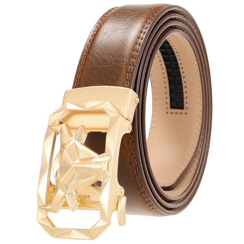 Fashion Men's Leather Belt Alloy Automatic Buckle - 𝓢𝓱𝓸𝓹𝓵𝓮𝓬𝔂