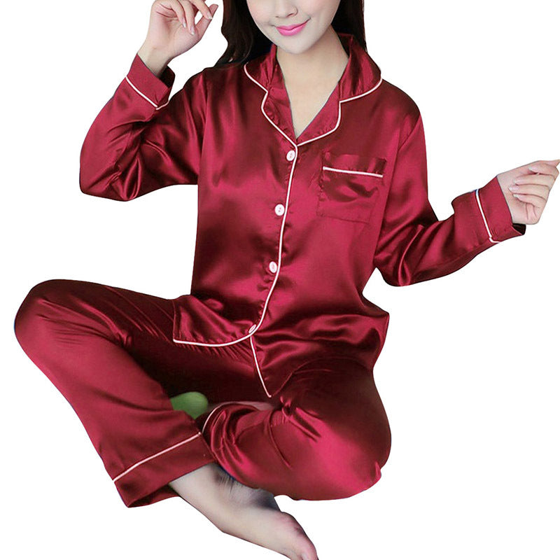 Women's Ice Silk Long Sleeve Home Pajama Set - 𝓢𝓱𝓸𝓹𝓵𝓮𝓬𝔂
