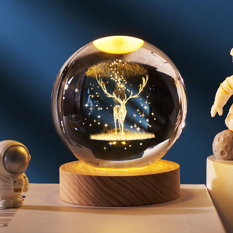 Luminous Starry Sky And Planets Moon Moon Crystal Ball Small Night Lamp Projection Ambience Light Creative Gift New Strange Gift - 𝓢𝓱𝓸𝓹𝓵𝓮𝓬𝔂