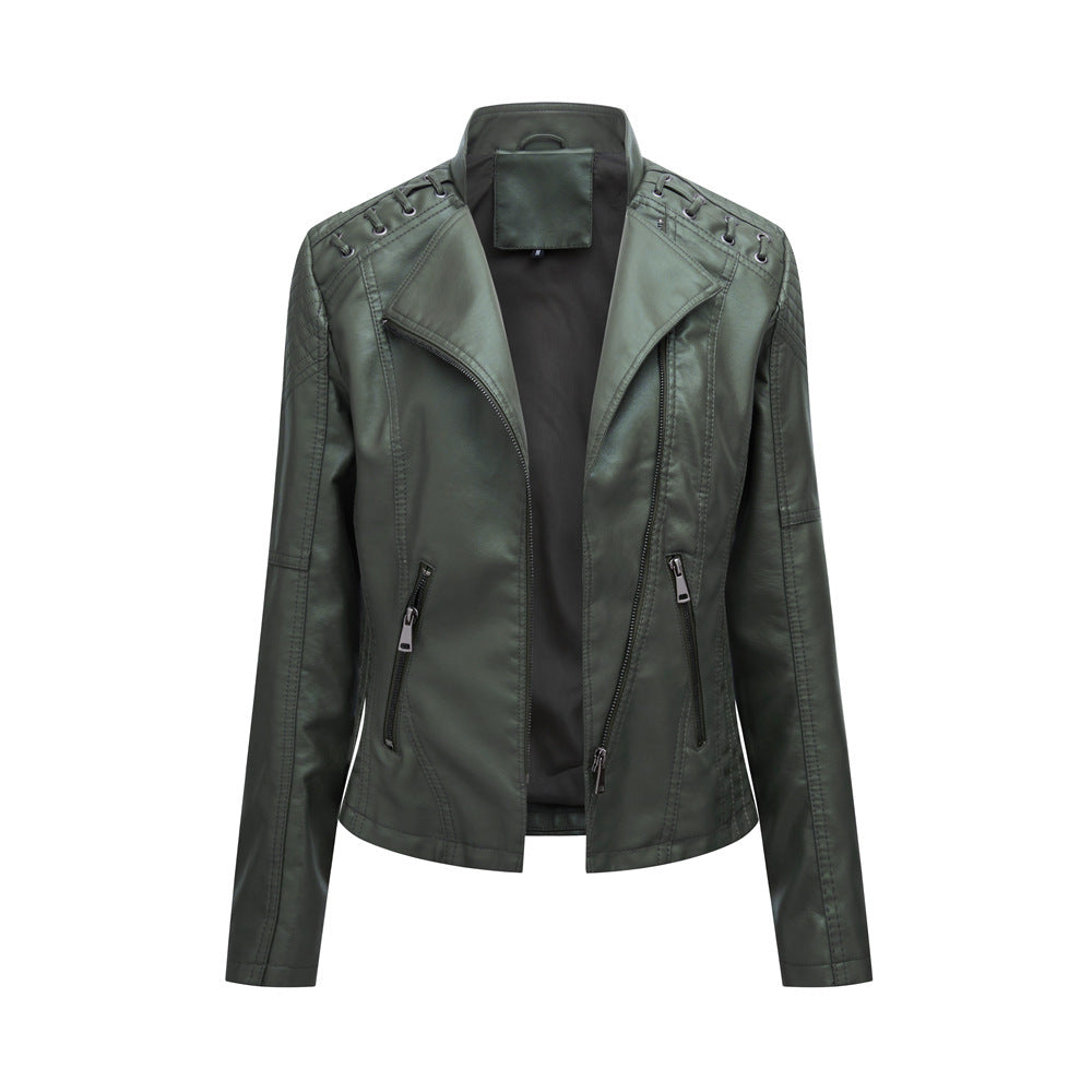 Women's Leather Jackets Women's Short Jackets Slim Thin Leather Jackets Ladies Motorcycle Suits - 𝓢𝓱𝓸𝓹𝓵𝓮𝓬𝔂