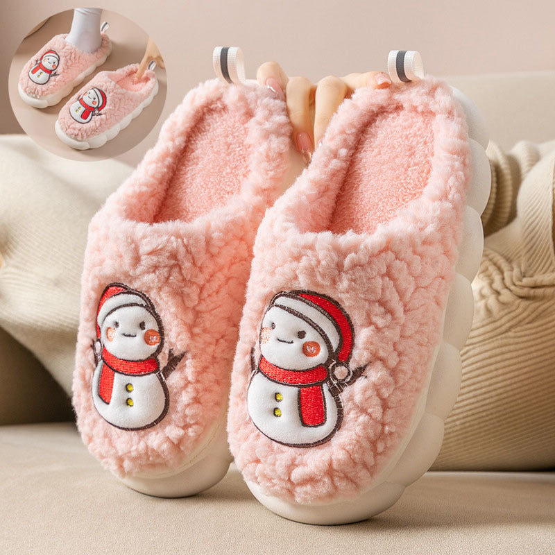 Cute Snowman Slippers Winter Indoor Household Warm Plush Thick-Soled Anti-slip Couple Home Slipper Soft Floor Bedroom House Shoes - 𝓢𝓱𝓸𝓹𝓵𝓮𝓬𝔂
