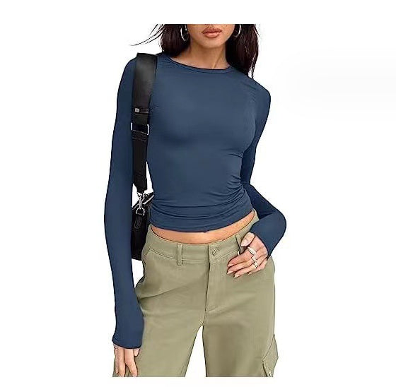 Women's Clothing Fashion Slim Long-sleeved Pullovers Tops Solid Causal Fit Shirts - 𝓢𝓱𝓸𝓹𝓵𝓮𝓬𝔂