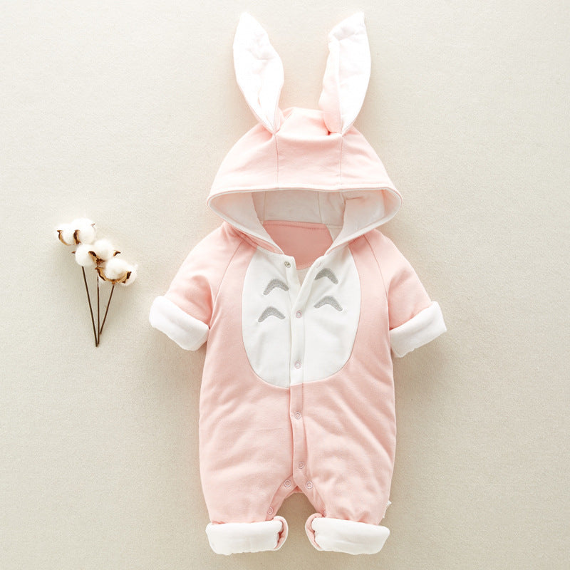 The new cotton padded cotton baby romper thickened chinchilla hooded cotton baby Onesies newborn go climbing clothes - 𝓢𝓱𝓸𝓹𝓵𝓮𝓬𝔂