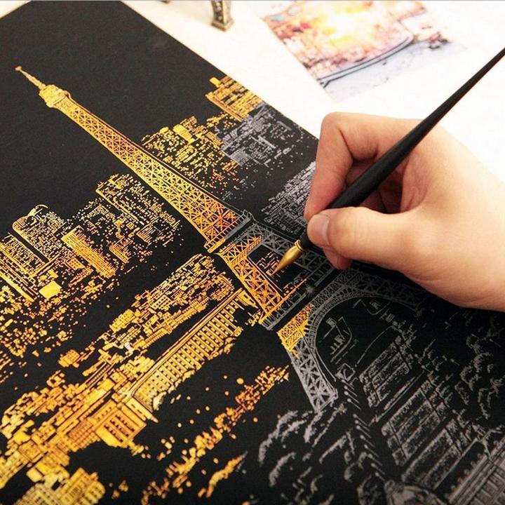 Decorative painting scratch Scraping painting drawing paper world Sightseeing pictures decoration birthday gifts drop shipping - 𝓢𝓱𝓸𝓹𝓵𝓮𝓬𝔂