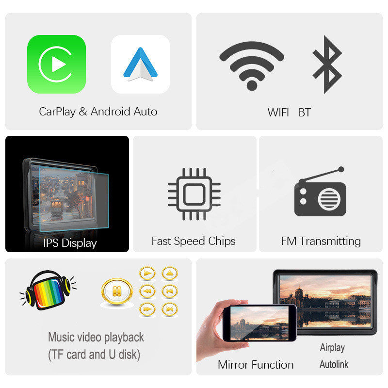 7 IPS Car Smart Screen Wireless Carplay Auto Mobile Phone Projection Screen Navigation - 𝓢𝓱𝓸𝓹𝓵𝓮𝓬𝔂