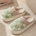 Plaid Plush Slippers Women's Indoor Plush Home Slippers Soft Sole Thick Non-Slip Warm House Shoes Couple Autumn And Winter - 𝓢𝓱𝓸𝓹𝓵𝓮𝓬𝔂