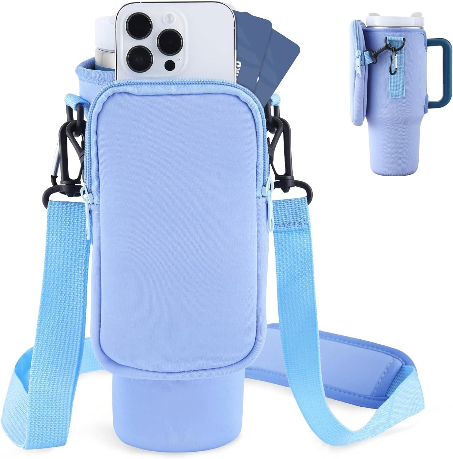 Slok Water Bottle Carrier Bag, Compatible With 40oz Tumbler With Handle, Modern Water Bottle Holder With Simple Adjustable Strap For Outdoor Walking Hiking Travelling Sports-Blue Purple - 𝓢𝓱𝓸𝓹𝓵𝓮𝓬𝔂