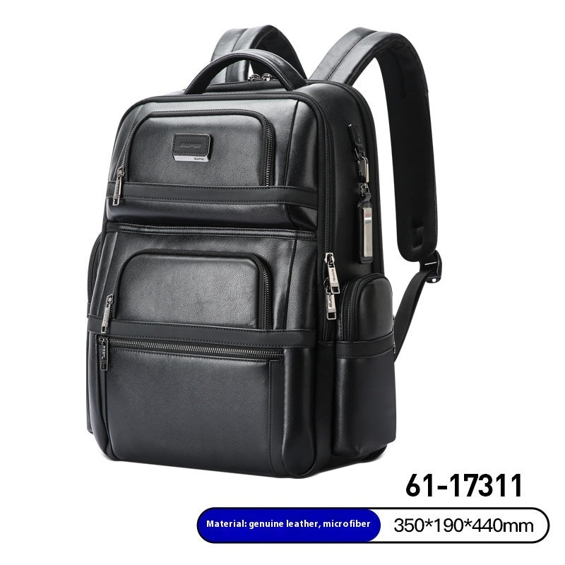 Genuine Leather Men's Commuter Backpack First Layer Cowhide - 𝓢𝓱𝓸𝓹𝓵𝓮𝓬𝔂
