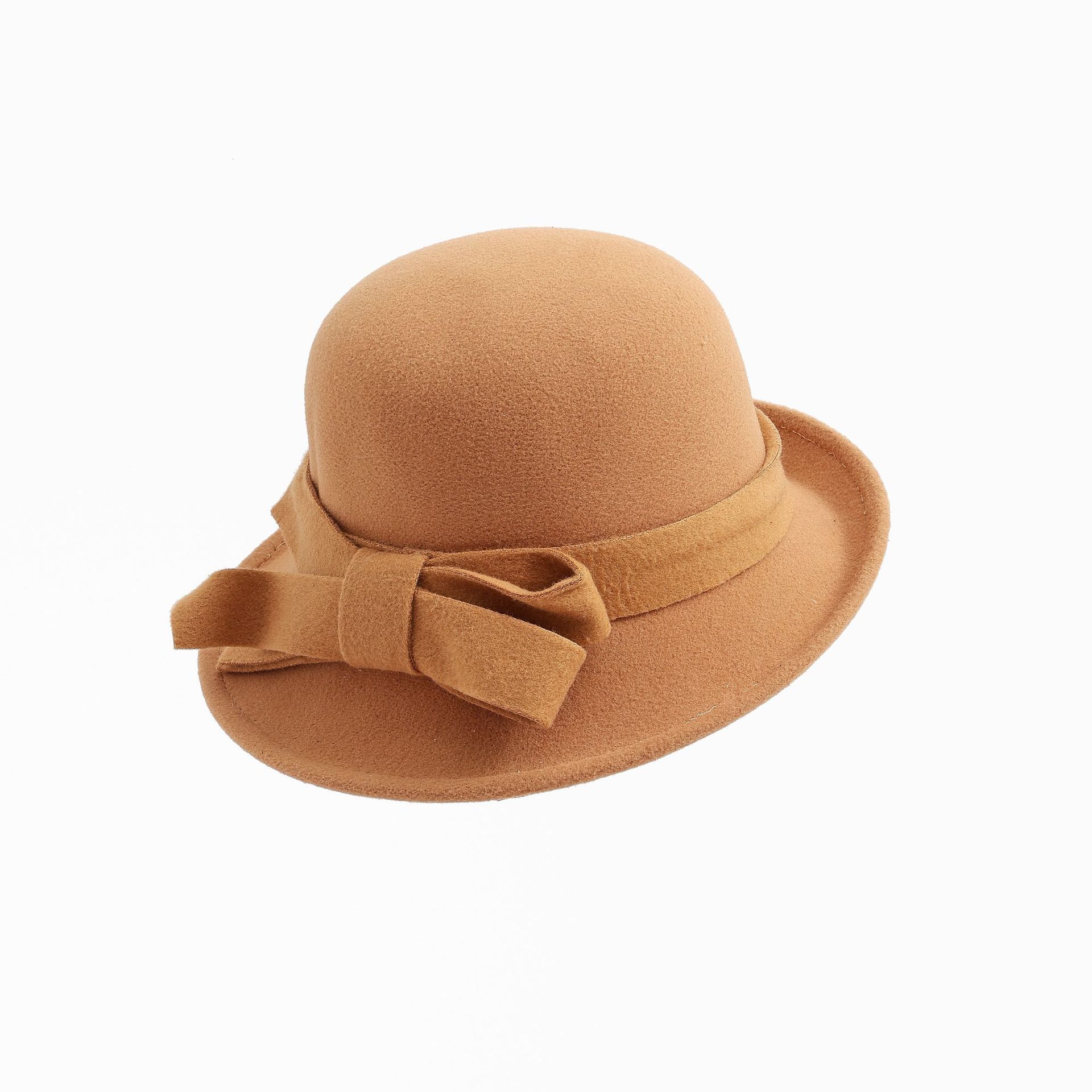 Women's French-style Elegant Retro Woolen Bowler Hat Curling Bow - 𝓢𝓱𝓸𝓹𝓵𝓮𝓬𝔂