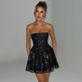 Tube Top Lace Dress With Back Bow-knot Summer Fashion Temperament Mesh Stitching Off-neck Short Skirt - 𝓢𝓱𝓸𝓹𝓵𝓮𝓬𝔂