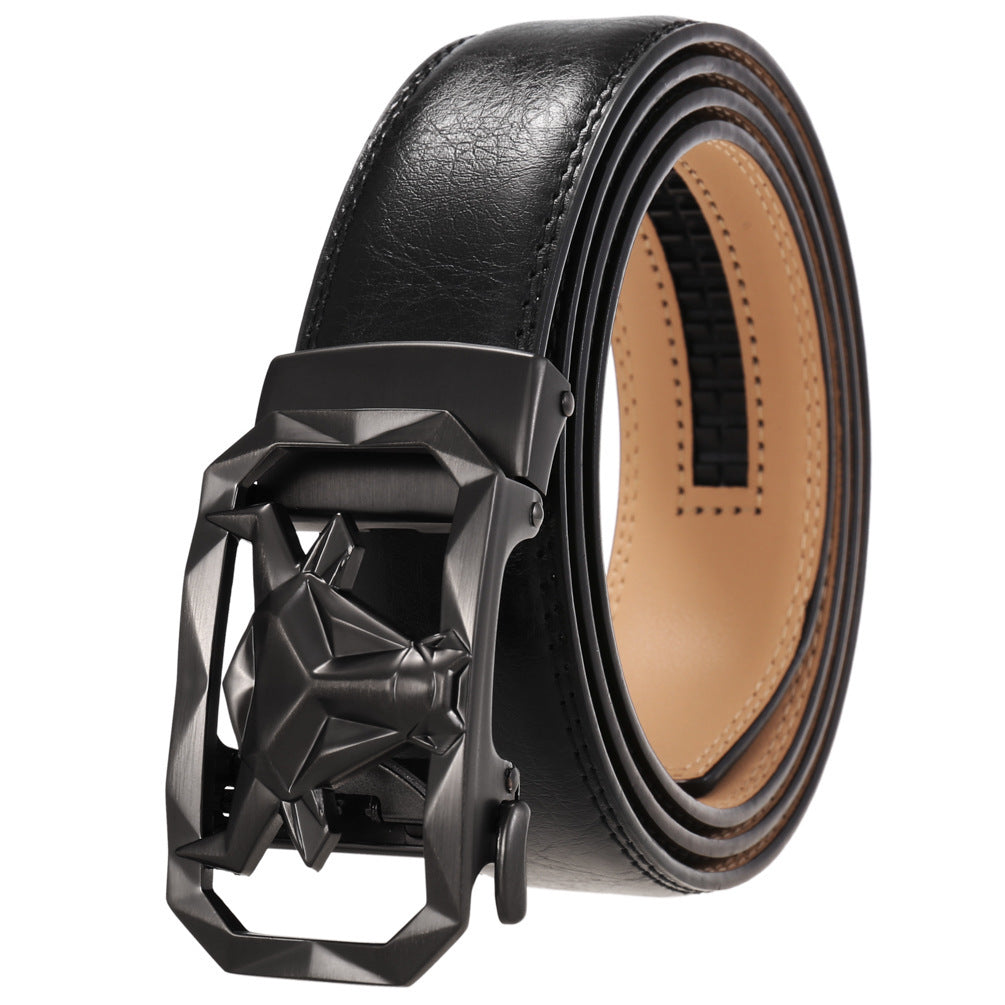 Fashion Men's Leather Belt Alloy Automatic Buckle - 𝓢𝓱𝓸𝓹𝓵𝓮𝓬𝔂