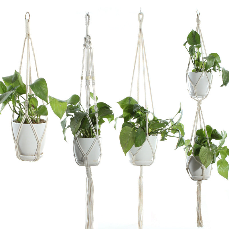 Flower Pot Net Bag Beige Cotton Rope Indoor Plant Hanger Hanging Basket Sling - 𝓢𝓱𝓸𝓹𝓵𝓮𝓬𝔂