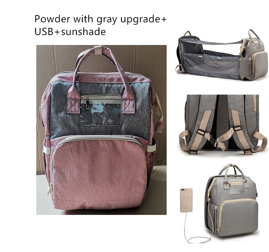 USB Charging Version Mommy Bed Backpack Folding Large Capacity Multi-function - 𝓢𝓱𝓸𝓹𝓵𝓮𝓬𝔂