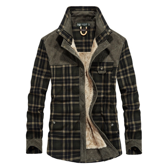 Winter Jacket Men Thicken Warm Fleece Jackets Coats Pure Cotton Plaid Jacket Military Clothes - 𝓢𝓱𝓸𝓹𝓵𝓮𝓬𝔂
