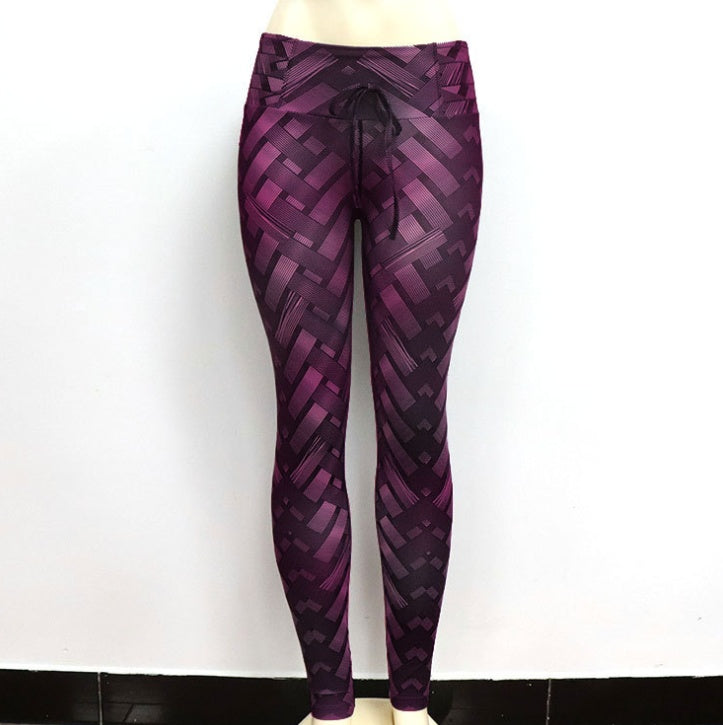 High Waist Iron Weave Print Push Up Yoga Workout Leggings - 𝓢𝓱𝓸𝓹𝓵𝓮𝓬𝔂