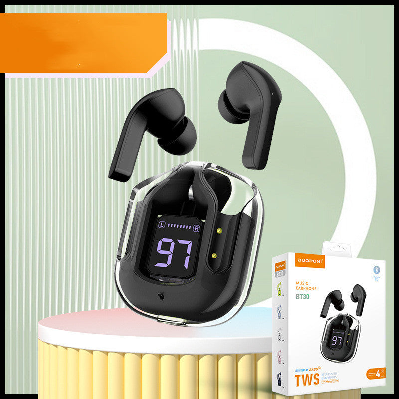 New Mini Transparent Wireless Bluetooth Headset Digital Display ENC Noise Reduction True Wireless Sports Music - 𝓢𝓱𝓸𝓹𝓵𝓮𝓬𝔂