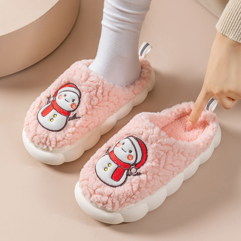 Cute Snowman Slippers Winter Indoor Household Warm Plush Thick-Soled Anti-slip Couple Home Slipper Soft Floor Bedroom House Shoes - 𝓢𝓱𝓸𝓹𝓵𝓮𝓬𝔂