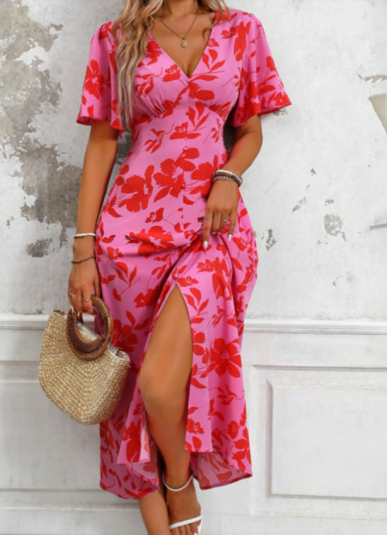 Women's V-neck Casual Temperament Long Dress - 𝓢𝓱𝓸𝓹𝓵𝓮𝓬𝔂