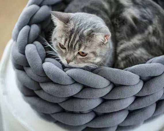 Cat House Cushion Soft Long Plush Warm Pet Mat Cute Kennel Cat Sleeping Basket Bed Round Fluffy Comfortable Touch Pet Products - 𝓢𝓱𝓸𝓹𝓵𝓮𝓬𝔂