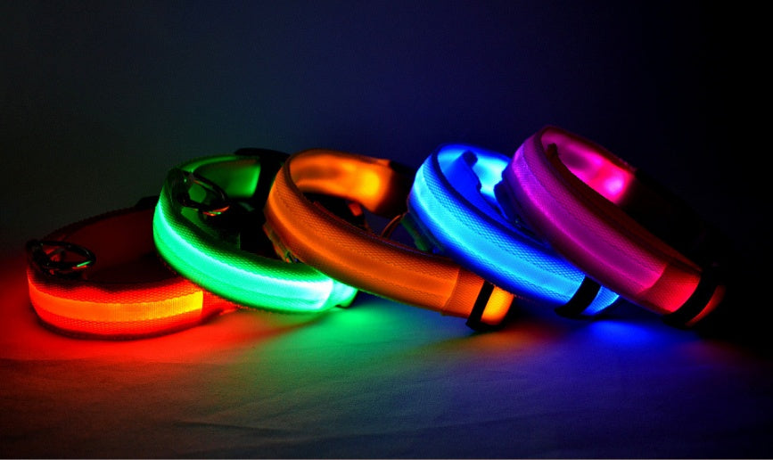 Nylon LED Pet Dog Luminous Collar Night Safety Flashing Glow in Dark Dog Cat Leash Adjustable Pet Supplies - 𝓢𝓱𝓸𝓹𝓵𝓮𝓬𝔂