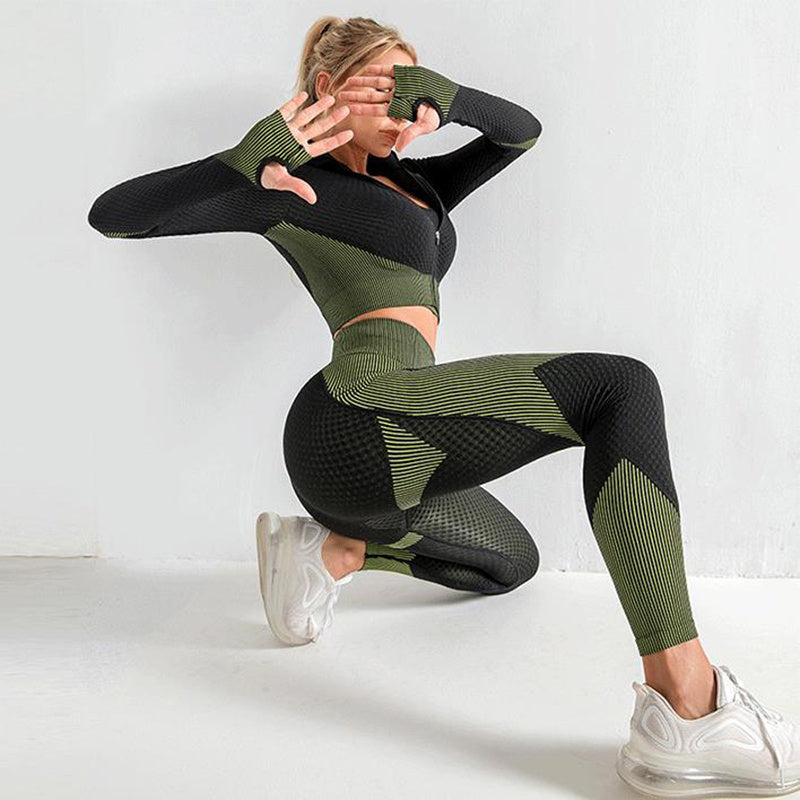 3PCS Yoga Set Seamless Sport Set Women Gym Clothing Leggings Women Crop Top Sports Bra Women Fitness Gym Set Womens Outfits Tracksuit - 𝓢𝓱𝓸𝓹𝓵𝓮𝓬𝔂