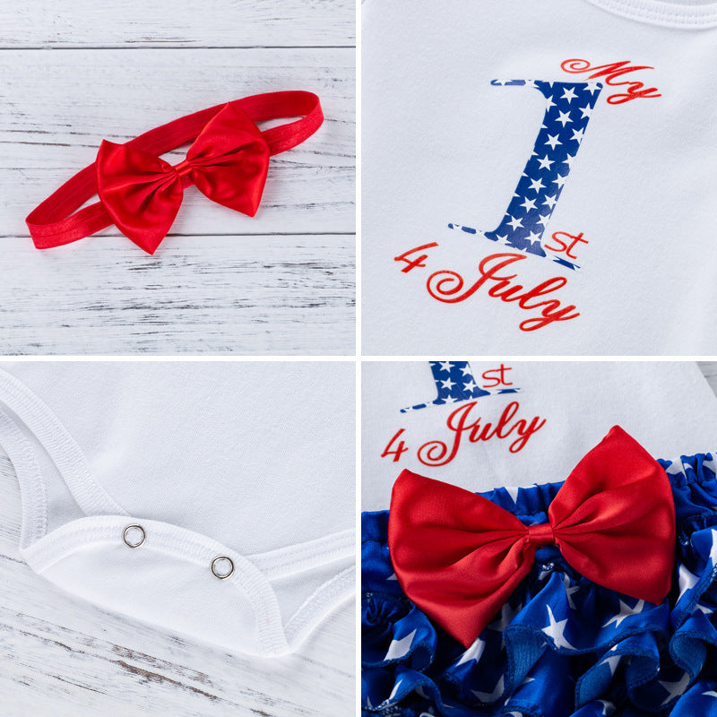 American Independence Day Baby Clothes Cartoon Letter Short Sleeve Romper - 𝓢𝓱𝓸𝓹𝓵𝓮𝓬𝔂