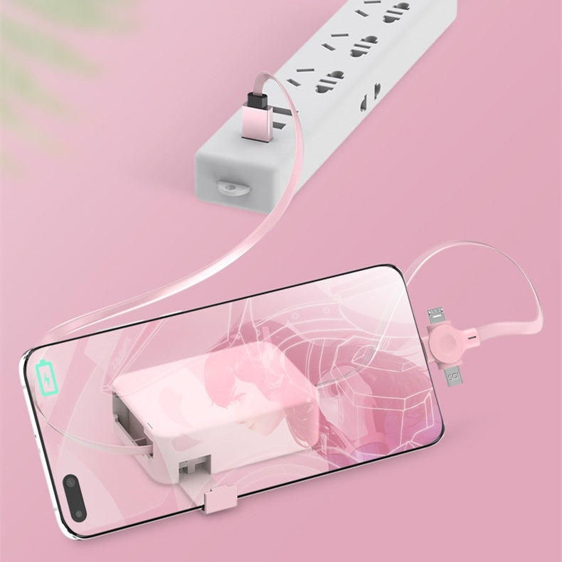 4 In 1 Retractable USB Cable Creative Macaron Type C Micro Cable For I Phone With Phone Stand Charging Data Cable Line Storage Box - 𝓢𝓱𝓸𝓹𝓵𝓮𝓬𝔂