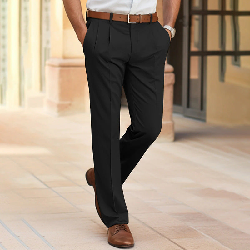 Men's Casual Suit Pants Fashion Trousers Mid Waist Straight Long Pants For Office Business Formal - 𝓢𝓱𝓸𝓹𝓵𝓮𝓬𝔂