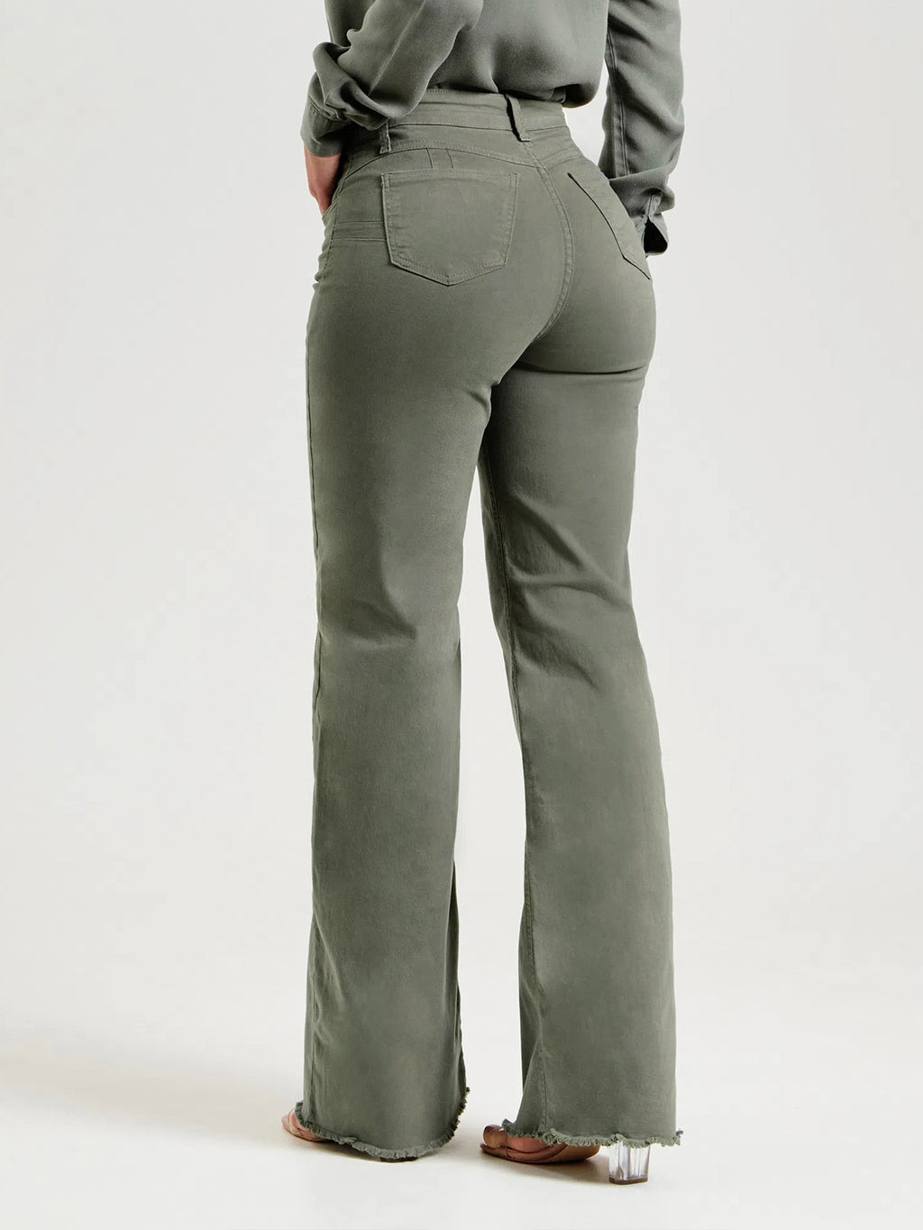 Slim Fit Stretch Fashion Solid Color Frayed Flared Pants - 𝓢𝓱𝓸𝓹𝓵𝓮𝓬𝔂