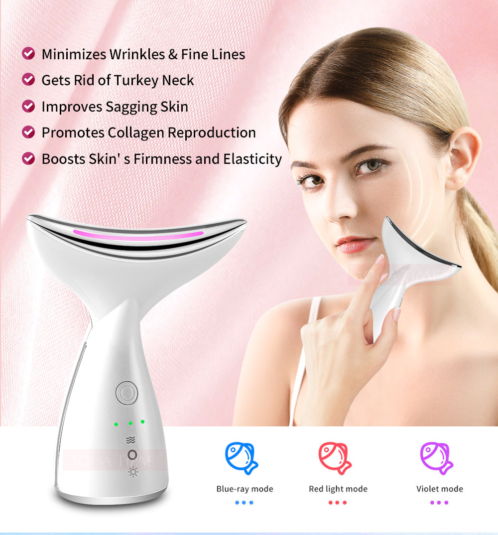 EMS Microcurrent Neck Face Beauty Device With 3 Colors LED Photon Therapy Skin Tighten Reduce Double Chin Face Lifting Devices - 𝓢𝓱𝓸𝓹𝓵𝓮𝓬𝔂