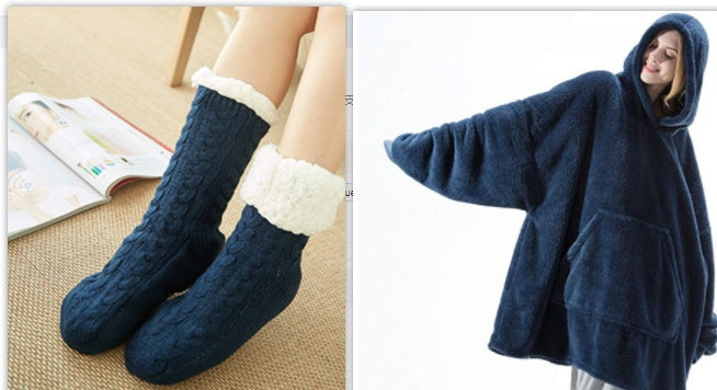 Hoodie Sweatshirt With Big Pocket Tops Sweater Comfortable Loose Double-Sided Fleece Thicker Wearable Blanket - 𝓢𝓱𝓸𝓹𝓵𝓮𝓬𝔂