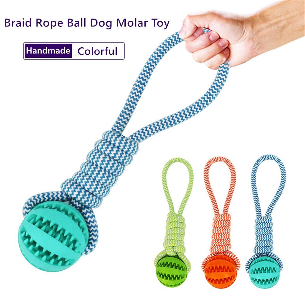 Dog Toys Balls Interactive Treat Rope Rubber Leaking Balls For Small Medium Dogs Chewing Bite Resistant Pet Tooth Cleaning - 𝓢𝓱𝓸𝓹𝓵𝓮𝓬𝔂