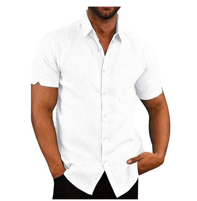 Men Short Sleeve Summer Solid Shirts Casual Loose Tops Tee - 𝓢𝓱𝓸𝓹𝓵𝓮𝓬𝔂
