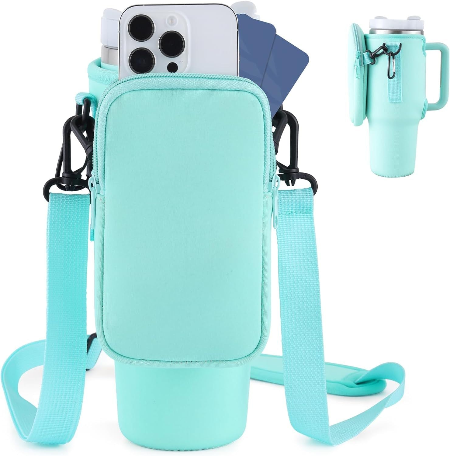 Slok Water Bottle Carrier Bag, Compatible With 40oz Tumbler With Handle, Modern Water Bottle Holder With Simple Adjustable Strap For Outdoor Walking Hiking Travelling Sports-Blue Purple - 𝓢𝓱𝓸𝓹𝓵𝓮𝓬𝔂