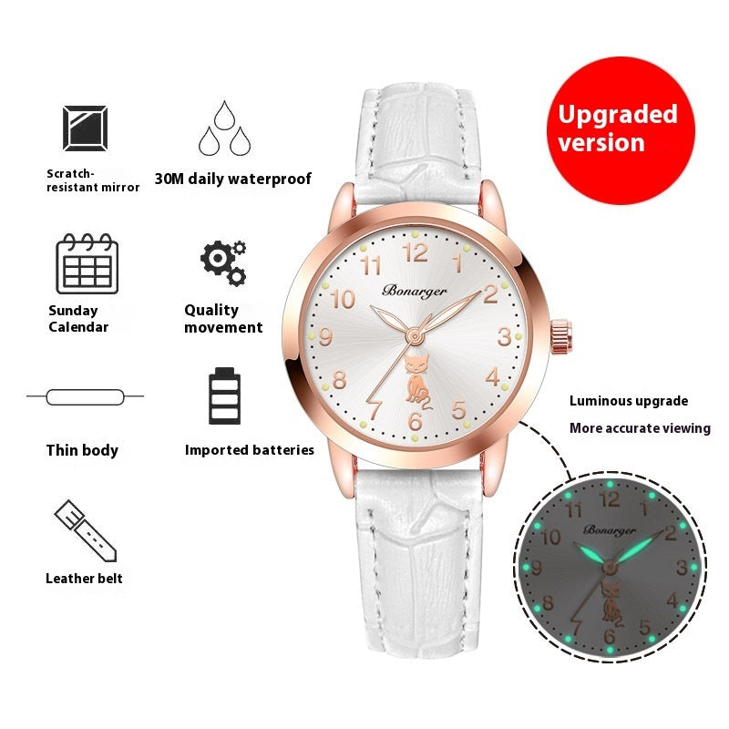 Women's Luminous Quartz Watch With Simple Waterproof Belt - 𝓢𝓱𝓸𝓹𝓵𝓮𝓬𝔂