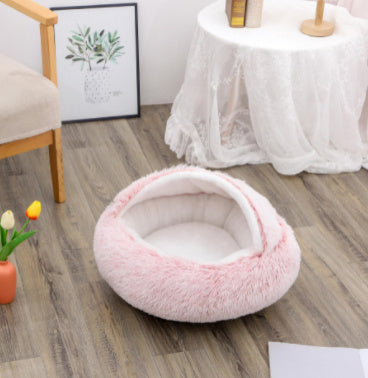 2 In 1 Dog And Cat Bed Pet Winter Bed Round Plush Warm Bed House Soft Long Plush Pets Bed Pet Products - 𝓢𝓱𝓸𝓹𝓵𝓮𝓬𝔂
