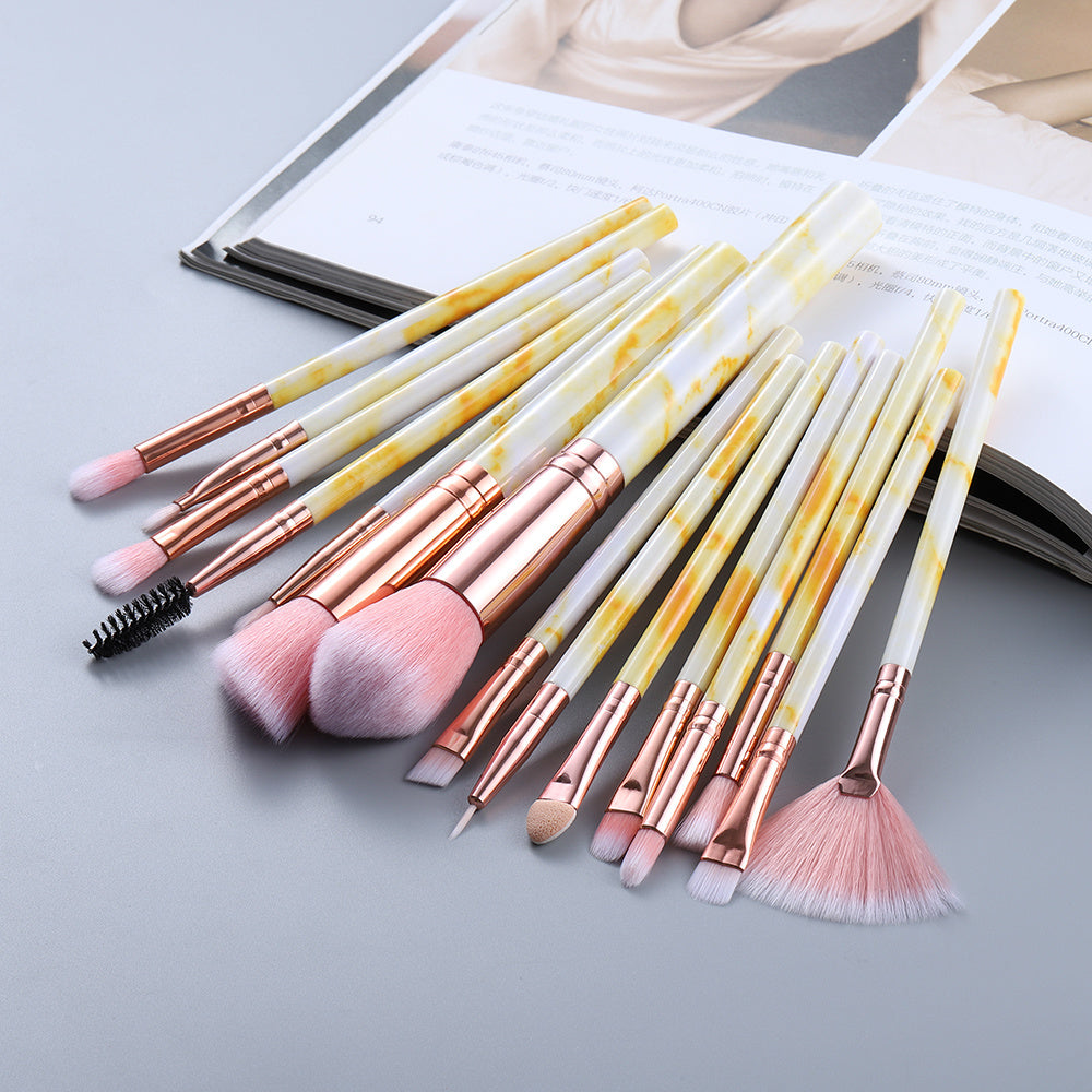 15 Marbled Design Makeup Brushes Set - 𝓢𝓱𝓸𝓹𝓵𝓮𝓬𝔂