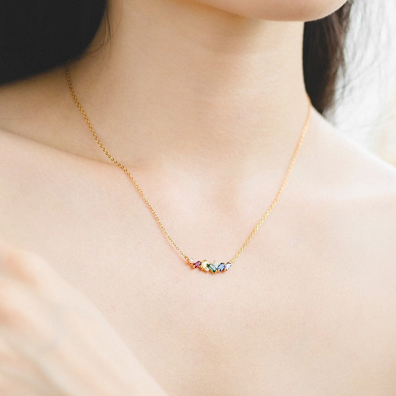 Japanese Light Luxury Rainbow Candy 925 Silver Necklace - 𝓢𝓱𝓸𝓹𝓵𝓮𝓬𝔂