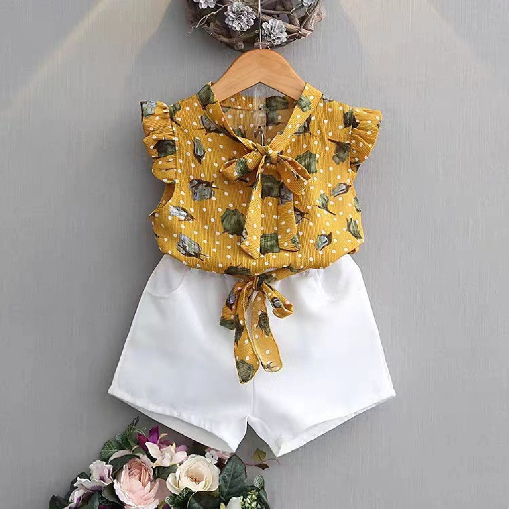 Girls Chiffon Sleeveless Flower Printed Two-piece Suit - 𝓢𝓱𝓸𝓹𝓵𝓮𝓬𝔂
