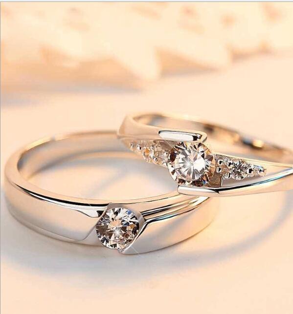 Simulation Diamond Ring Couple Rings A Pair of Live 925 Silver Men and Women Marriage Rings Lettering Rings Diamond Rings - 𝓢𝓱𝓸𝓹𝓵𝓮𝓬𝔂