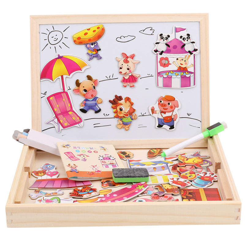Farm Mania Animal Joypin Double-sided Drawing Board Three-dimensional Magnetic Puzzle