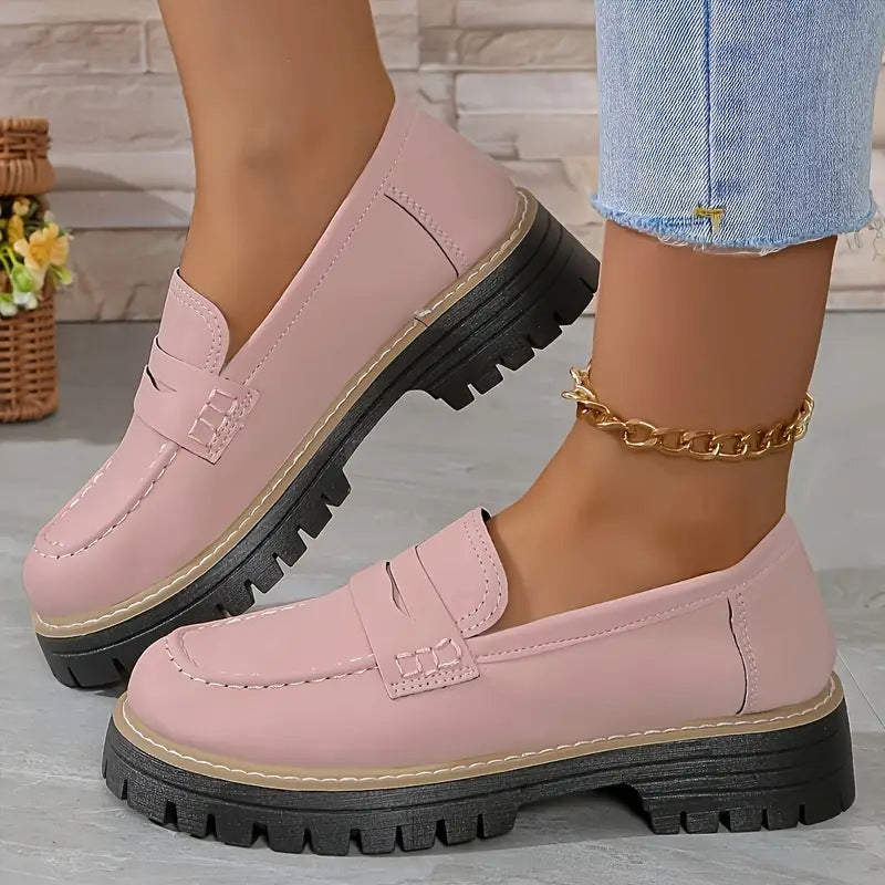 Leisure Matte British Style Women's Shoes Chunky Heel Platform - 𝓢𝓱𝓸𝓹𝓵𝓮𝓬𝔂