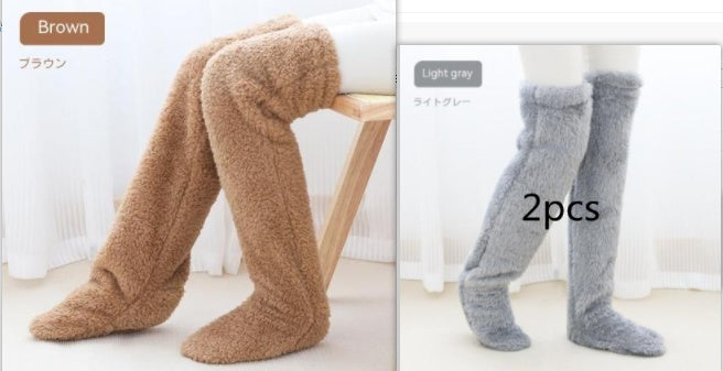 Over Knee High Fuzzy Long Socks Winter Warm Cold Leg Knee Joint Cold-proof Stockings Home Floor Sleeping Socks - 𝓢𝓱𝓸𝓹𝓵𝓮𝓬𝔂