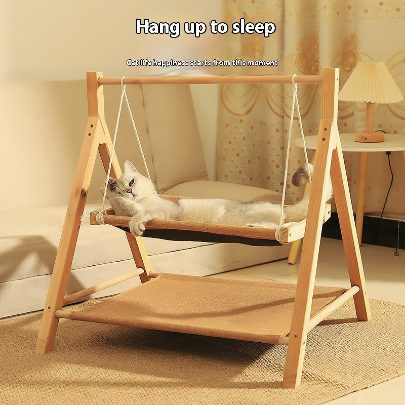 Pet Cat Hammock Double-layer Four Seasons Universal Wooden Cat Nest - 𝓢𝓱𝓸𝓹𝓵𝓮𝓬𝔂