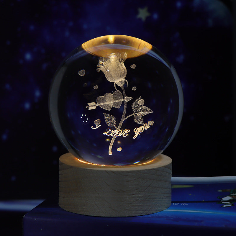 Luminous Starry Sky And Planets Moon Moon Crystal Ball Small Night Lamp Projection Ambience Light Creative Gift New Strange Gift - 𝓢𝓱𝓸𝓹𝓵𝓮𝓬𝔂