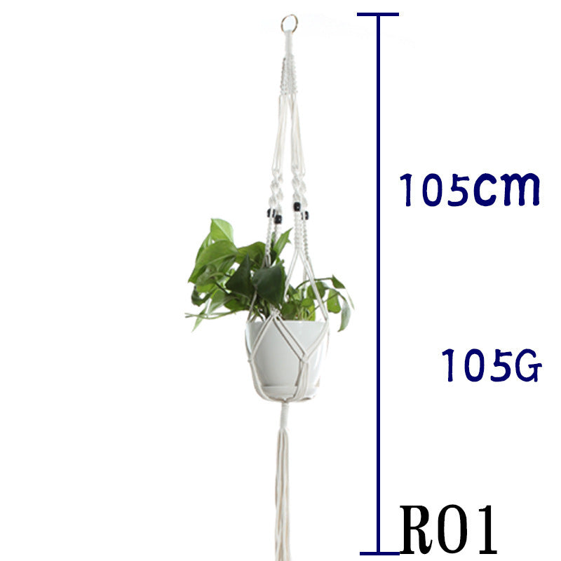 Flower Pot Net Bag Beige Cotton Rope Indoor Plant Hanger Hanging Basket Sling - 𝓢𝓱𝓸𝓹𝓵𝓮𝓬𝔂