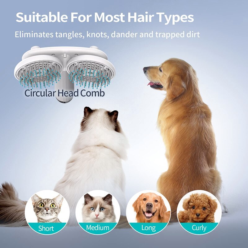 Pet Cat Brush Dog Slicker Brush Double-headed Negative Ion One-button Self Cleaning Dog Cat Hair Removal Pets Products - 𝓢𝓱𝓸𝓹𝓵𝓮𝓬𝔂