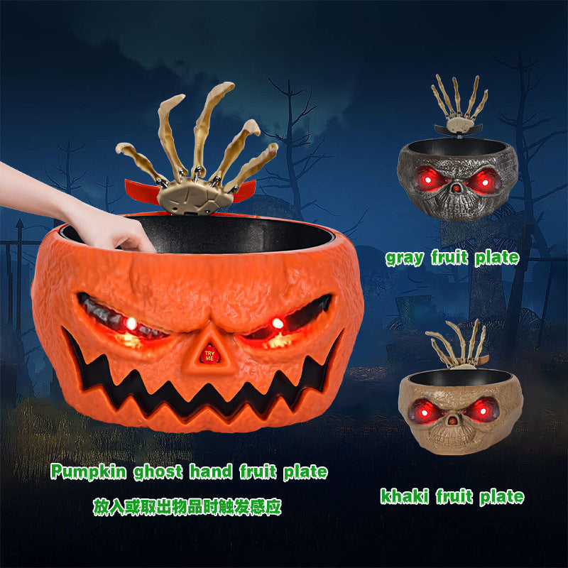 Halloween Candy Bowl Plastic Pumpkin Bowl With Motion Activated Hand, Halloween Serving Dishes Battery Operated Halloween Pumpkins Bowl For Trick-or-Treaters Party - 𝓢𝓱𝓸𝓹𝓵𝓮𝓬𝔂