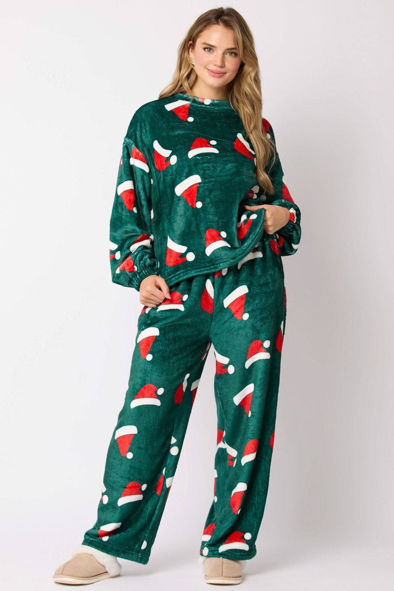 2024 Casual Flannel Pajama Sets For Women 2 Piece Cute Long Sleeve Matching Lounge Shirts Sets Santa Claus Pajamas Homewear - 𝓢𝓱𝓸𝓹𝓵𝓮𝓬𝔂
