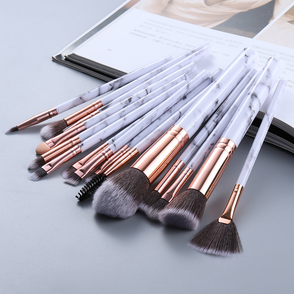 15 Marbled Design Makeup Brushes Set - 𝓢𝓱𝓸𝓹𝓵𝓮𝓬𝔂